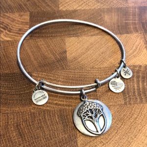Alex and Ani silver serenity bangle tree/acorn